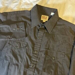 Ely Cattleman Black Pearl Snap Button Down Long Sleeve Shirt Large 16.5 34